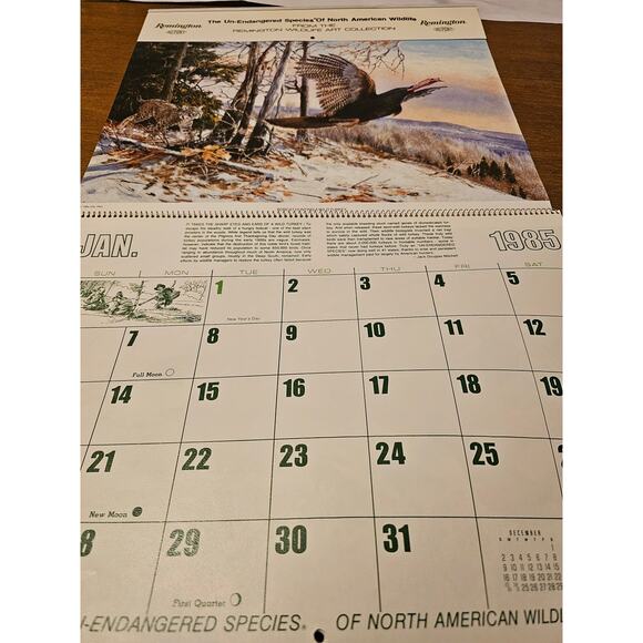 Vintage 1985 Remington DuPont Calendar Wildlife and Hunting Memorabilia - Picture 3 of 7